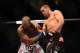 July 11, 2012; San Jose, CA, USA; James Te Huna (right) fights Joey Beltran (left) during the light heavyweight bout of the UFC on Fuel TV at HP Pavilion. Mandatory Credit: Kyle Terada-USA TODAY Sports