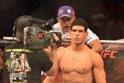 Aug 3, 2013; Rio De Janeiro, Brazil; Cezar Ferreira (white shorts) before his fight against Thiago Santos during UFC 163 at HSBC Arena. Mandatory Credit: Jason Silva-USA TODAY Sports