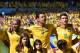 BELO HORIZONTE, BRAZIL - JUNE 28: (L-R) Neymar, Dani Alves, Fred and Oscar of Brazil sing the National Anthem prior to the 2014 FIFA World Cup Brazil round of 16 match between Brazil and Chile at Estadio Mineirao on June 28, 2014 in Belo Horizonte, Brazi