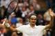 LONDON, ENGLAND - JUNE 28: Roger Federer of Switzerland celebrates after winning his Gentlemen's Singles third round match against Santiago Giraldo of Colombia on day six of the Wimbledon Lawn Tennis Championships at the All England Lawn Tennis and Croqu