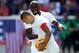HARRISON, NJ - JUNE 01: Clint Dempsey #8 of the United States is congratulated by teammate Jozy Altidore #17 after Dempsey scored in the second half against Turkey during an international friendly match at Red Bull Arena on June 1, 2014 in Harrison, New