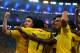RIO DE JANEIRO, BRAZIL - JUNE 28: James Rodriguez of Colombia (L) celebrates scoring his team's second goal and his second of the game with teammates during the 2014 FIFA World Cup Brazil round of 16 match between Colombia and Uruguay at Maracana on June