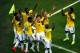 RIO DE JANEIRO, BRAZIL - JUNE 28: James Rodriguez of Colombia celebrates scoring his team's second goal and his second of the game with teammates during the 2014 FIFA World Cup Brazil round of 16 match between Colombia and Uruguay at Maracana on June 28,