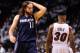 Apr 23, 2014; Miami, FL, USA; Charlotte Bobcats forward Josh McRoberts (11) reacts against the Miami Heat guard Norris Cole (30) in game two during the first round of the 2014 NBA Playoffs at American Airlines Arena. Mandatory Credit: Steve Mitchell-USA T