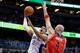 Tobias Harris never shies away from contact and isn't afraid to take on bigger guys. His strength is a vital part of his game and allows him to dominate other small forwards in the post.