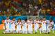 RECIFE, BRAZIL - JUNE 29: (L-R) Bryan Ruiz, Jose Miguel Cubero,Randall Brenes,Joel Campbell, Johnny Acosta,Michael Umana,Giancarlo Gonzalez and Junior Diaz of Costa Rica look on during a penalty shootout during the 2014 FIFA World Cup Brazil Round of 16