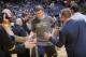 OAKLAND, CA - APRIL 6: Gordon Hayward #20 of the Utah Jazz being introduced before a gamea gainst the Golden State Warriors on April 6, 2014 at Oracle Arena in Oakland, California. NOTE TO USER: User expressly acknowledges and agrees that, by downloading