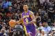 SAN ANTONIO, TX - April 16: Nick Young #0 of the Los Angeles Lakers moves the ball up-court against the San Antonio Spurs at the AT&T Center on April 16, 2014 in San Antonio, Texas. NOTE TO USER: User expressly acknowledges and agrees that, by downloading