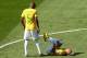 BELO HORIZONTE, BRAZIL - JUNE 28: Neymar reacts as Fernandinho of Brazil stands over during the 2014 FIFA World Cup Brazil round of 16 match between Brazil and Chile at Estadio Mineirao on June 28, 2014 in Belo Horizonte, Brazil. (Photo by Ian Walton/Ge