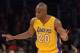 Apr 4, 2014; Los Angeles, CA, USA; Los Angeles Lakers guard Jodie Meeks (20) reacts after a 3-point basket against the Dallas Mavericks at Staples Center. Mandatory Credit: Kirby Lee-USA TODAY Sports