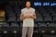 NEW YORK, NY - JANUARY 26: Carmelo Anthony #7 of the New York Knicks smiles on court before the game against the Los Angeles Lakers at Madison Square Garden on January 26, 2014 in New York, New York. NOTE TO USER: User expressly acknowledges and agrees th