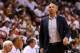 MIAMI, FL - MAY 14: Jason Kidd of the Brooklyn Nets look on during Game Five of the Eastern Conference Semifinals of the 2014 NBA Playoffs against the Miami Heat at American Airlines Arena on May 14, 2014 in Miami, Florida. NOTE TO USER: User expressly a