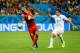 SALVADOR, BRAZIL - JULY 01: Vincent Kompany of Belgium and Matt Besler of the United States compete for the ball during the 2014 FIFA World Cup Brazil Round of 16 match between Belgium and the United States at Arena Fonte Nova on July 1, 2014 in Salvador,