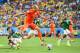 FORTALEZA, BRAZIL - JUNE 29: Arjen Robben of the Netherlands rides the tackle of Rafael Marquez of Mexico during the 2014 FIFA World Cup Brazil Round of 16 match between Netherlands and Mexico at Castelao on June 29, 2014 in Fortaleza, Brazil. (Photo by