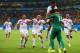 RECIFE, BRAZIL - JUNE 29: Keylor Navas of Costa Rica is swarmed by teammates in celebration after defeating Greece in a penalty shootout during the 2014 FIFA World Cup Brazil Round of 16 match between Costa Rica and Greece at Arena Pernambuco on June 29,