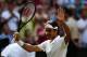 LONDON, ENGLAND - JULY 04: Roger Federer of Switzerland celebrates after winning his Gentlemen's Singles semi-final match against Milos Raonic of Canada on day eleven of the Wimbledon Lawn Tennis Championships at the All England Lawn Tennis and Croquet C