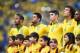 FORTALEZA, BRAZIL - JULY 04: (L-R) Neymar, Hulk, Oscar David Luiz and Fernandinho of Brazil sing the National Anthem prior to the 2014 FIFA World Cup Brazil Quarter Final match between Brazil and Colombia at Castelao on July 4, 2014 in Fortaleza, Brazil.