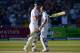 NOTTINGHAM, ENGLAND - MAY 26: England captain Andrew Strauss celebrates with Kevin Pietersen after reaching his century during day two of the second Test match between England and the West Indies at Trent Bridge on May 26, 2012 in Nottingham, England.