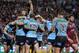 BRISBANE, AUSTRALIA - JULY 09: Aaron Woods of the Blues celebrates with team mates a try by Josh Dugan during game three of the State of Origin series between the Queensland Maroons and the New South Wales Blues at Suncorp Stadium on July 9, 2014 in Bris
