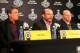 CHICAGO, IL- JUNE 11: Cam Neely, President of the Boston Bruins, speaks with the media along with Peter Chiarelli, General Manager, and Head Coach Claude Julien during the 2013 Stanley Cup Final Media Day at the United Center on June 11, 2013 in Chicago,