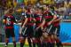 BELO HORIZONTE, BRAZIL - JULY 08: Thomas Mueller (obscured) of Germany celebrates with his team-mates (L-R) Philipp Lahm, Benedikt Hoewedes, Jerome Boateng, Bastian Schweinsteiger, Miroslav Klose and Mats Hummels of Germany after scoring the opening goal