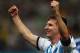 SAO PAULO, BRAZIL - JULY 09: Lionel Messi of Argentina celebrates defeating the Netherlands in a shootout during the 2014 FIFA World Cup Brazil Semi Final match between the Netherlands and Argentina at Arena de Sao Paulo on July 9, 2014 in Sao Paulo, Bra