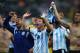 SAO PAULO, BRAZIL - JULY 09: Lionel Messi of Argentina celebrates defeating the Netherlands in a shootout during the 2014 FIFA World Cup Brazil Semi Final match between the Netherlands and Argentina at Arena de Sao Paulo on July 9, 2014 in Sao Paulo, Bra