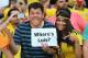RIO DE JANEIRO, BRAZIL - JUNE 28: Colombian fans hold up a sign 'Where's Luis' in reference to the banned Luis Suarez ahead of the 2014 FIFA World Cup Brazil round of 16 match between Colombia and Uruguay at Maracana on June 28, 2014 in Rio de Janeiro, B