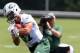 Jun 17, 2014; Florham Park, NJ, USA; New York Jets wide receiver Eric Decker(87) makes a catch during minicamp at Atlantic Health Training Center. Mandatory Credit: Noah K. Murray-USA TODAY Sports