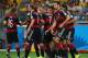 BELO HORIZONTE, BRAZIL - JULY 08: Thomas Mueller (obscured) of Germany celebrates with his team-mates (L-R) Philipp Lahm, Benedikt Hoewedes, Jerome Boateng, Bastian Schweinsteiger, Miroslav Klose and Mats Hummels of Germany after scoring the opening goal