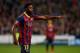 AMSTERDAM, NETHERLANDS - NOVEMBER 26: Alex Song of Barcelona speaks to a team mate during the UEFA Champions League Group H match between Ajax Amsterdam and FC Barcelona at Amsterdam Arena on November 26, 2013 in Amsterdam, Netherlands. (Photo by Dean M
