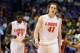 Mar 21, 2014; St. Louis, MO, USA; New Mexico Lobos forward Cameron Bairstow (41) reacts following their loss to the Stanford Cardinal in the 2nd round of the 2014 NCAA Men's Basketball Championship at Scottrade Center. Stanford defeated New Mexico 58-53.