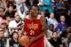 LAS VEGAS, NV - JULY 13: Andrew Wiggins #21 of the Cleveland Cavaliers handles the ball against the San Antonio Spurs at the Samsung NBA Summer League 2014 on July 13, 2014 at the Cox Pavilion in Las Vegas, Nevada. NOTE TO USER: User expressly acknowledg