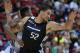 Dwayne Jones battles for inside position in NBA Summer League game against San Antonio.