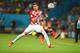 RECIFE, BRAZIL - JUNE 23: Mario Mandzukic of Croatia and Paul Aguilar of Mexico compete for the ball during the 2014 FIFA World Cup Brazil Group A match between Croatia and Mexico at Arena Pernambuco on June 23, 2014 in Recife, Brazil. (Photo by Jamie M