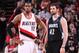 PORTLAND, OR - APRIL 1: LaMarcus Aldridge #12 of the Portland Trail Blazers and Kevin Love #42 of the Minnesota Timberwolves during the game on April 1, 2012 at the Rose Garden Arena in Portland, Oregon. NOTE TO USER: User expressly acknowledges and agre