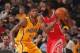 INDIANAPOLIS - DECEMBER 20: James Harden #13 of the Houston Rockets controls the ball against Paul George #24 of the Indiana Pacers at Bankers Life Fieldhouse on December 20, 2013 in Indianapolis, Indiana. NOTE TO USER: User expressly acknowledges and ag