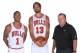 DEERFIELD, IL - SEPTEMBER 27: Derrick Rose #1, Joakim Noah #13 and and Tom Thibodeau of the Chicago Bulls poses for a portrait during media day on September27, 2013 at Berto Center in Deerfield, Illinois. NOTE TO USER: User expressly acknowledges and ag
