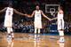 OKLAHOMA CITY, OK - FEBRUARY 23: Kevin Durant #35 of the Oklahoma City Thunder, Russell Westbrook #0 of the Oklahoma City Thunder, and Serge Ibaka #9 of the Oklahoma City Thunder react during a game at Chesapeake Energy Arena on February 23, 2014 in Oklah