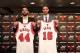 CHICAGO, IL - JULY 18: Chicago Bulls general manager Gar Forman and head coach Tom Thibodeau introduce newly-signed free agents Nikola Mirotic and Pau Gasol during a press conference at the United Center on July 18, 2014 in Chicago, Illinois. NOTE TO USE