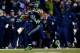 SEATTLE, WA - JANUARY 19: Running back Marshawn Lynch #24 of the Seattle Seahawks runs for a 40-yard touchdown in the third quarter against the San Francisco 49ers during the 2014 NFC Championship at CenturyLink Field on January 19, 2014 in Seattle, Wash