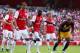 LONDON, ENGLAND - JULY 31: (L-R) Thomas Vermaelen, Marouane Chamakh, Bacary Sagna and Aaron Ramsey of Arsenal and Thierry Henry of New York Red Bulls during the Emirates Cup match between Arsenal and New York Red Bulls at the Emirates Stadium on July 31,