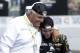 Jeff Gordon shares a moment with team owner Rick Hendrick