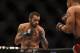 July 26, 2014; San Jose, CA, USA; Matt Brown (blue gloves) during the welterweight bout of the FOX UFC Saturday at SAP Center. Mandatory Credit: Kyle Terada-USA TODAY Sports