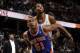 CLEVELAND, OH - DECEMBER 7: Metta World Peace #51 of the New York Knicks boxes out Tristan Thompson #13 of the Cleveland Cavaliers for the rebound at The Quicken Loans Arena on December 7, 2013 in Cleveland, Ohio. NOTE TO USER: User expressly acknowledge