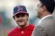Ron Darling talks with Tony La Russa, his former manager with the Oakland Athletics, before Game 5 of the 2006 NLCS.