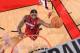 PORTLAND, OR - JANUARY 9: LeBron James #6 of the Miami Heat drives to the basket during a game against the Portland Trail Blazers on January 9, 2011 at the Rose Garden Arena in Portland, Oregon. NOTE TO USER: User expressly acknowledges and agrees that