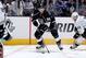LOS ANGELES, CA - MAY 8: Dwight King #74 of the Los Angeles Kings skates with the puck against the Anaheim Ducks in Game Three of the Second Round of the 2014 Stanley Cup Playoffs at Staples Center on May 8, 2014 in Los Angeles, California. (Photo by And
