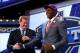 NEW YORK, NY - MAY 08: Teddy Bridgewater of the Louisville Cardinals greets NFL Commissioner Roger Goodell after he was picked #32 overall by the Minnesota Vikings during the first round of the 2014 NFL Draft at Radio City Music Hall on May 8, 2014 in Ne