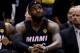 SAN ANTONIO, TX - JUNE 15: LeBron James #6 of the Miami Heat reacts on the bench against the San Antonio Spurs during Game Five of the 2014 NBA Finals at the AT&T Center on June 15, 2014 in San Antonio, Texas. NOTE TO USER: User expressly acknowledges an